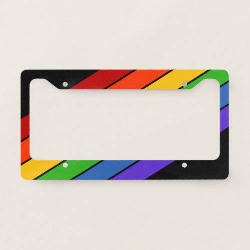 Rainbow Diagonal Stripe License Plate Frame