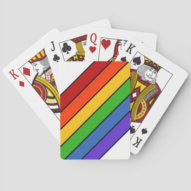 Rainbow Diagonal Stripe Poker Cards (Back)