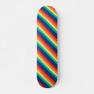 Rainbow diagonal stripes skateboard