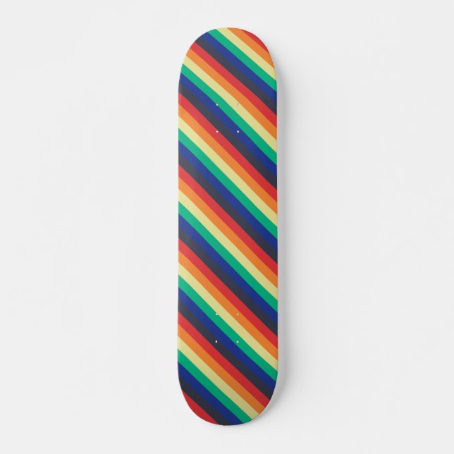 Rainbow diagonal stripes skateboard (Front)
