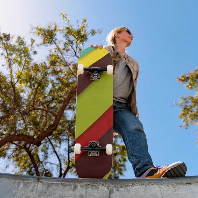 Rainbow Diagonal Stripes Skateboard | Colorful  (Outdoor 1)