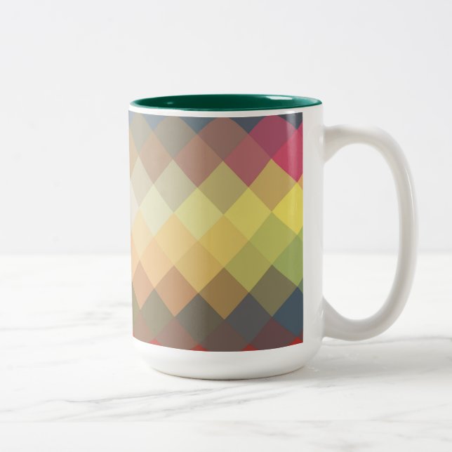 Rainbow Diamond Chevron Pattern Two-Tone Coffee Mug (Right)