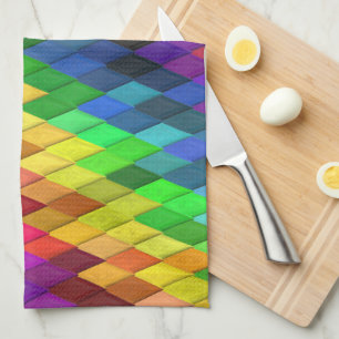 Rainbow Diamond Geometric Pattern Kitchen Towel