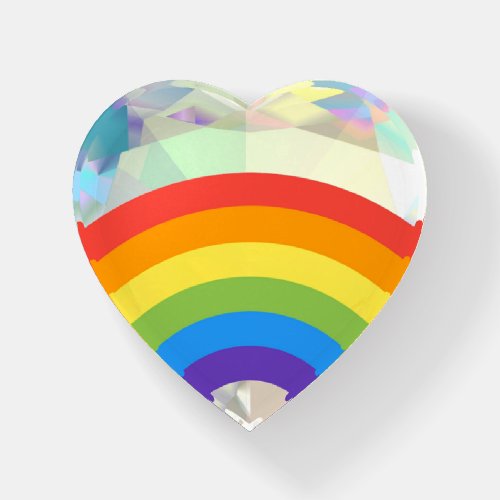 Rainbow Diamond Heart Paperweight