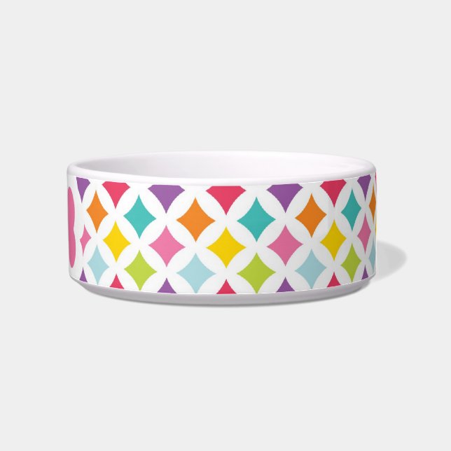 Rainbow Diamond Print Personalized Bowl (Right)