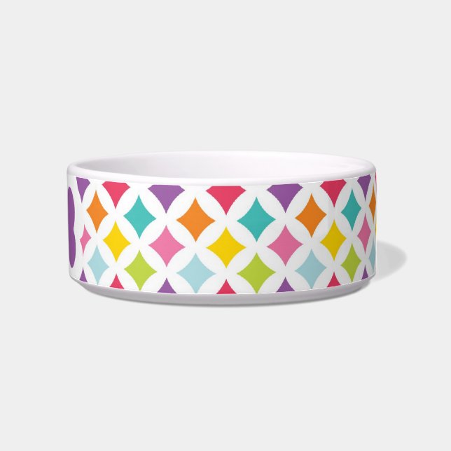Rainbow Diamond Print Personalized Bowl (Right)