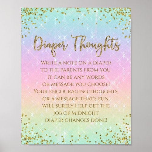 Rainbow Diaper Thoughts Baby Shower Game Poster