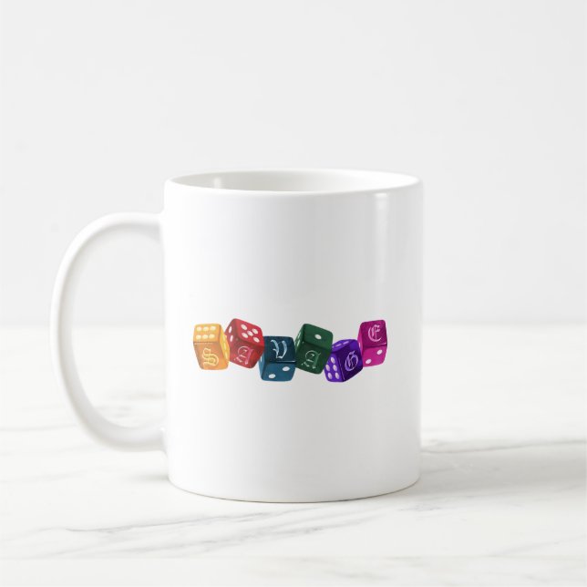 Rainbow Dice Coffee Mug (Left)