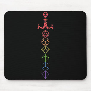 Rainbow Dice Sword Tabletop RPG Gaming Mouse Pad