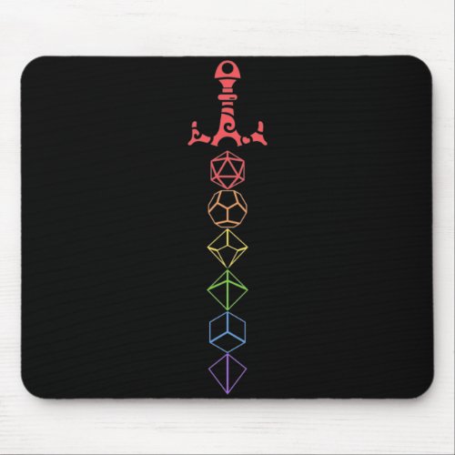 Rainbow Dice Sword Tabletop RPG Gaming Mouse Pad