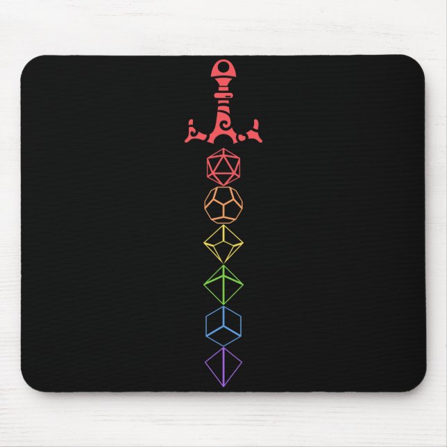 Rainbow Dice Sword Tabletop RPG Gaming Mouse Pad (Front)