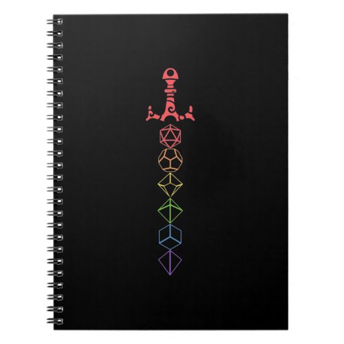 Rainbow Dice Sword Tabletop RPG Gaming Notebook