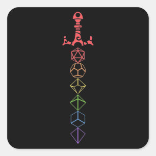Rainbow Dice Sword Tabletop RPG Gaming Square Sticker