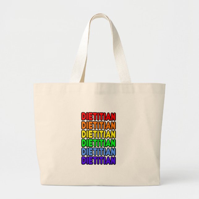 Rainbow Dietitian Large Tote Bag (Front)