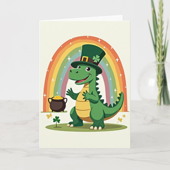 Rainbow Dino Lucky Day Card (Front)