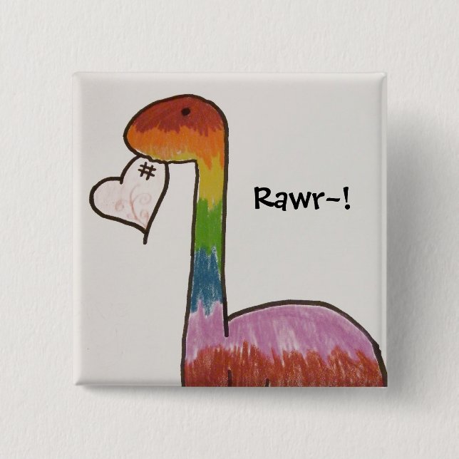 Rainbow dinosaur button (Front)