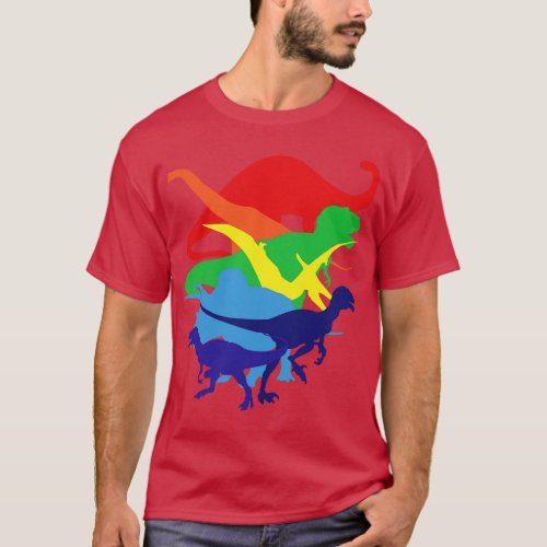 rainbow dinosaur T_Shirt