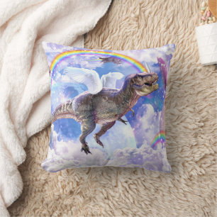 Rainbow dinosaur unicorn dinocorn throw pillow