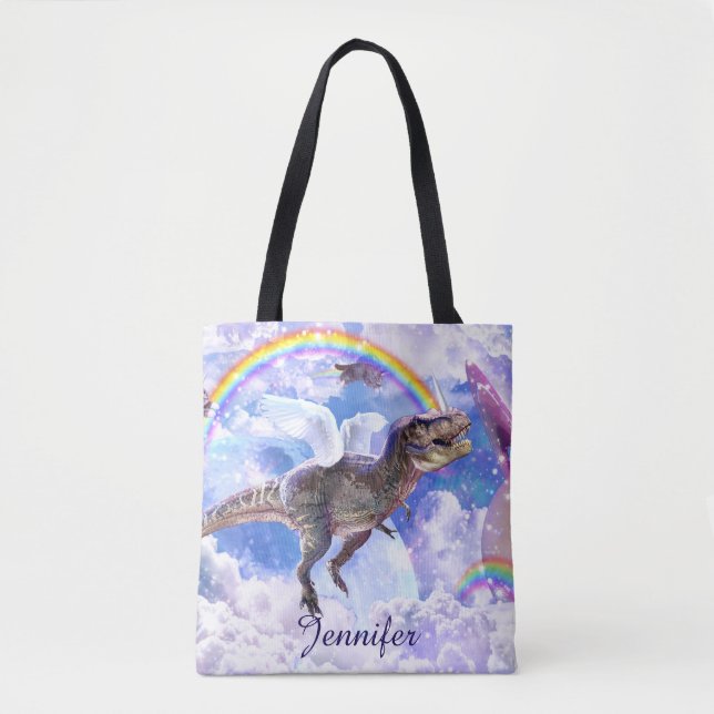 Rainbow dinosaur unicorn dinocorn                  tote bag (Front)