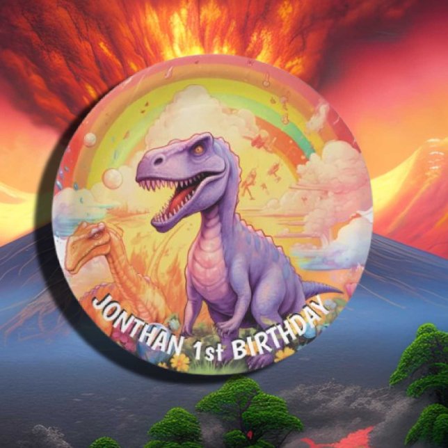 Rainbow dinosaurs birthday theme paper plates (Creator Uploaded)