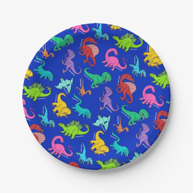 Rainbow Dinosaurs Paper Plates (Front)