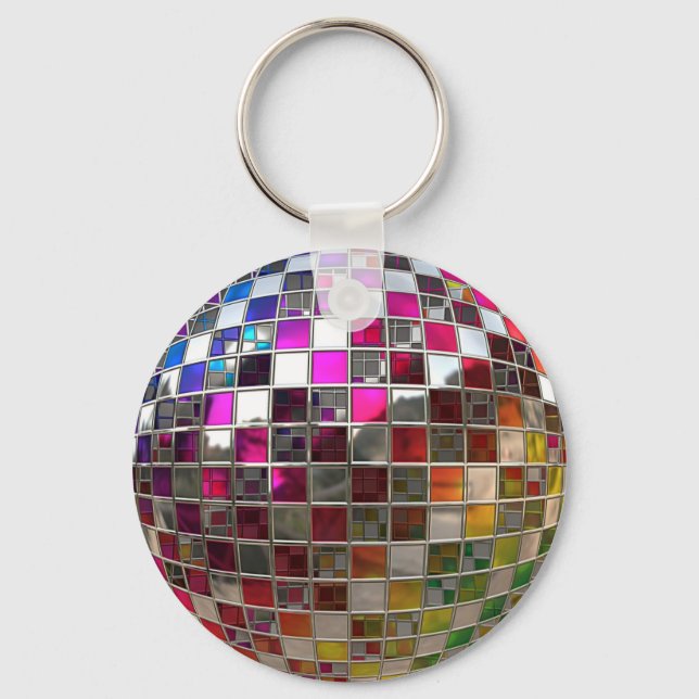 Rainbow Disco Ball Mirrors Keychain (Front)