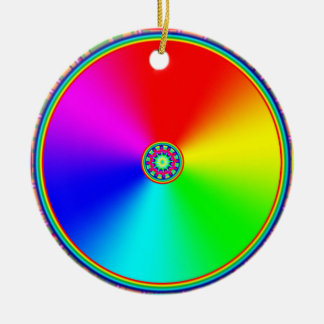 Rainbow Disk (add words) Ceramic Ornament
