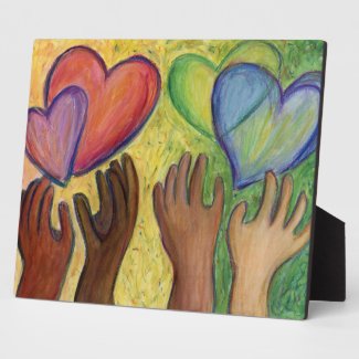 Rainbow Diversity Hearts DEI Art Print Plaques