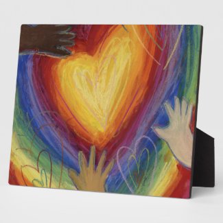 Rainbow Diversity Hearts DEI Plaque Art Print