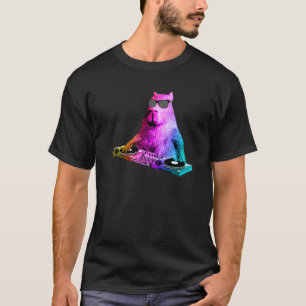 Rainbow Dj Capybara  House Music T-Shirt