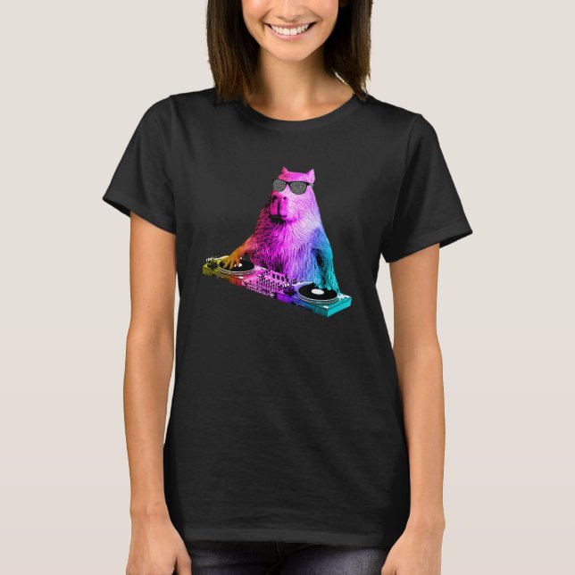 Rainbow Dj Capybara   House Music T-Shirt (Front)