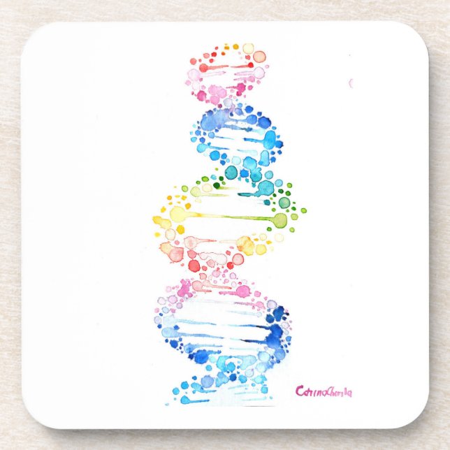 Rainbow DNA Beverage Coaster (Front)