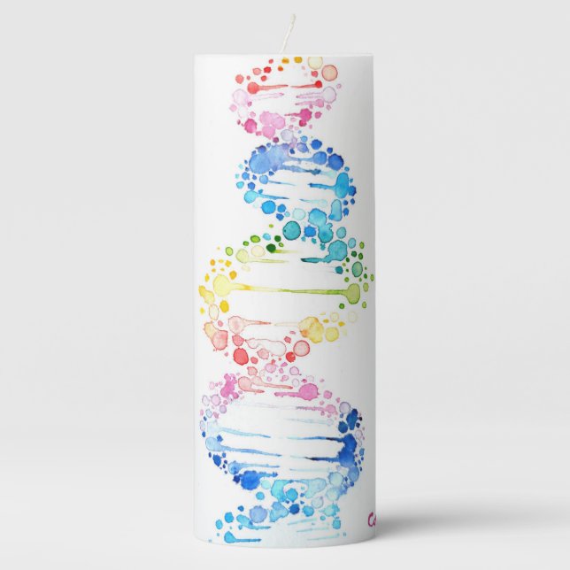 Rainbow DNA Pillar Candle (Front)