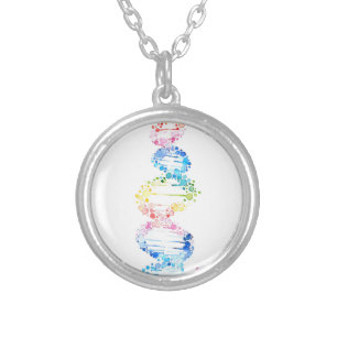 Rainbow DNA Silver Plated Necklace