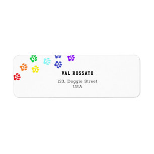Rainbow Dog Paw  Label