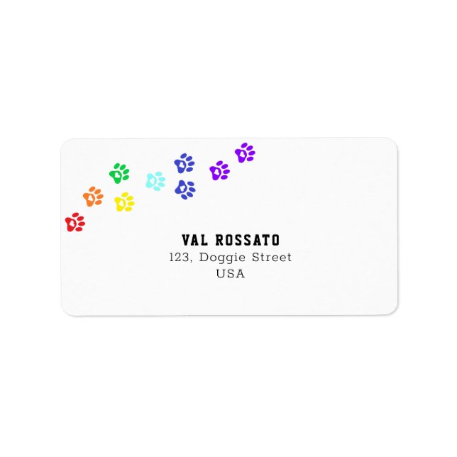 Rainbow Dog Paw  Label (Front)