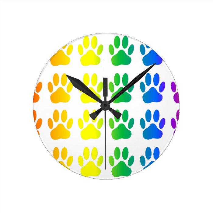 Rainbow Dog Pawprint Clock