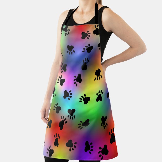 Rainbow Dog Paw Prints Apron (Insitu)