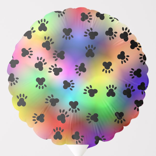 Rainbow dog paw prints balloon (Front)