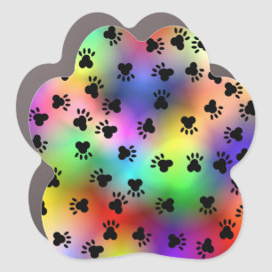 Rainbow Dog Paw Prints Car Magnet