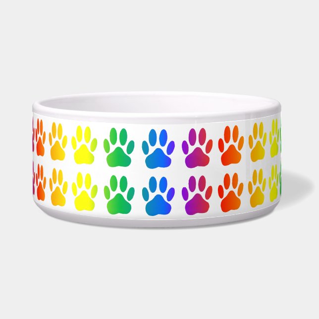 Rainbow Dog Pawprint Bowl (Front)