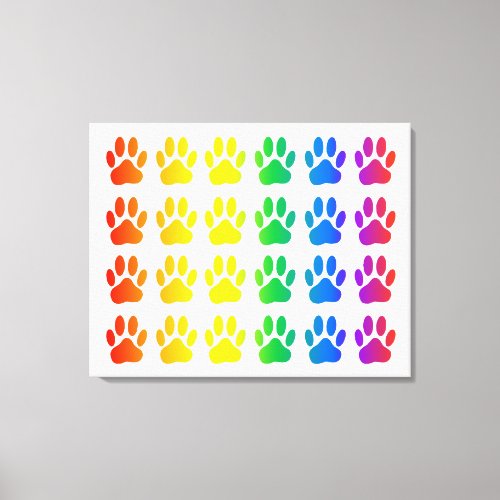 Rainbow Dog Pawprint Canvas Print