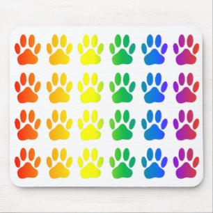 Rainbow Dog Pawprint Mouse Pad