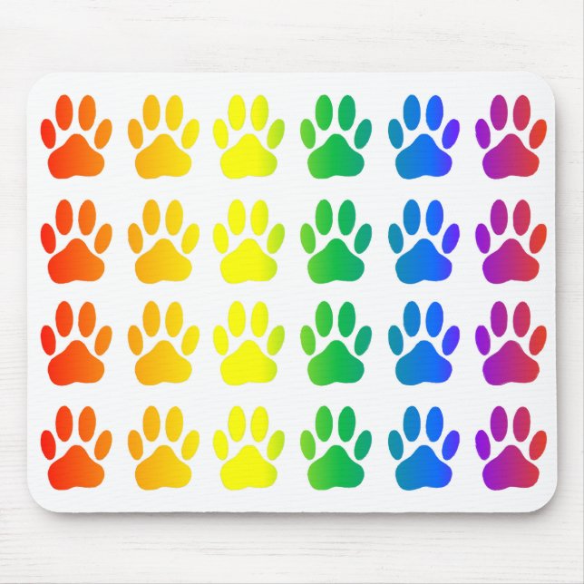 Rainbow Dog Pawprint Mouse Pad (Front)