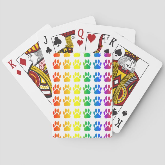 Rainbow Dog Pawprint Poker Cards (Back)