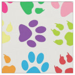 Rainbow Dog Paws Pattern Fabric