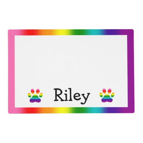 Rainbow Dog Paws Placemat