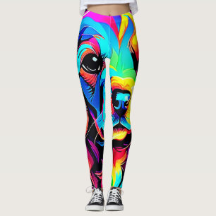 Rainbow Dog Portrait Art Leggings