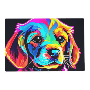 Rainbow Dog Portrait Art Placemat