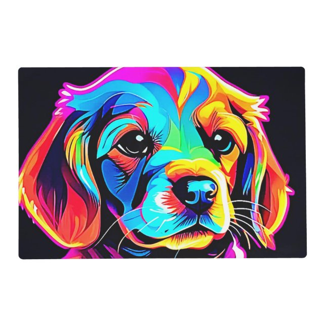 Rainbow Dog Portrait Art Placemat (Front)